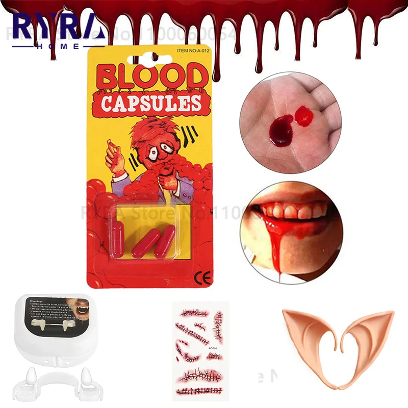 Хэллоуин Искусственные раны крови шрамы синяки зубы искусственный декор