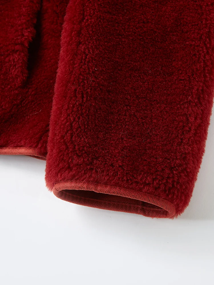 High Sense 00% шерсть ягненка мех интегрированное короткое пальто женское маленькое 2024