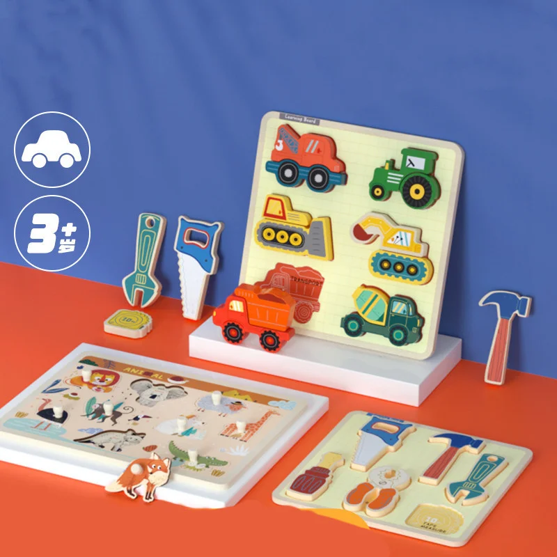

Montessori Wooden Puzzles Children Toys Hand Grab Board Animals Baby Toys Cognition Educational Learning Toys For Kids 1-3 Years