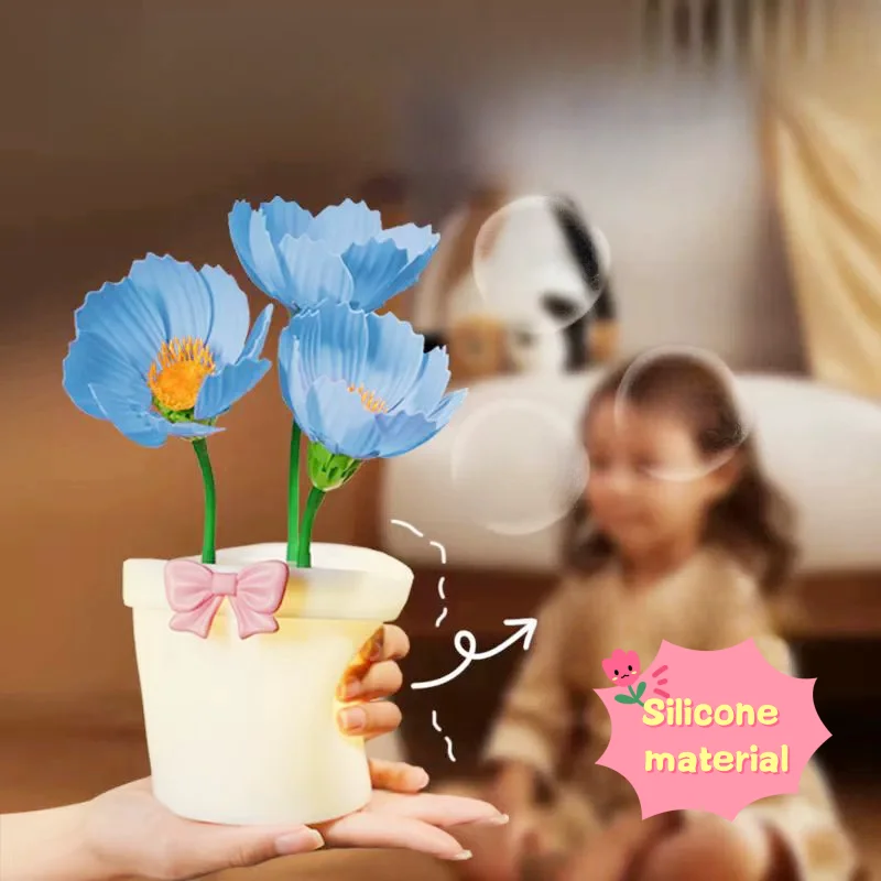 Милый светодиодный ночник в цветочном горшке перезаряжаемая настольная лампа