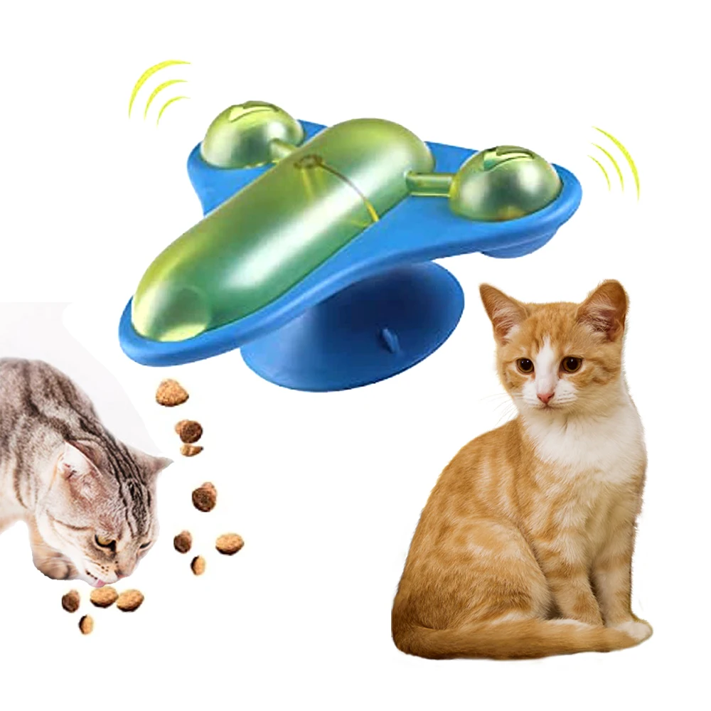 

360° Rotating Flyer - with Food Leakage Function - Small Airplane Amusement Cat Toy for Cat Entertainment - Slow Foodr for Pets