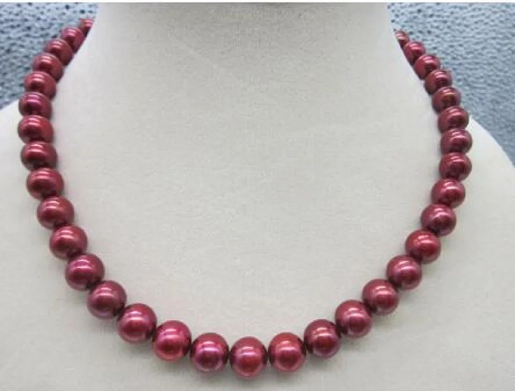 

AAA++ 9-10MM SOUTH SEA PERFECT ROUND RED PEARL NECKLACE 18"