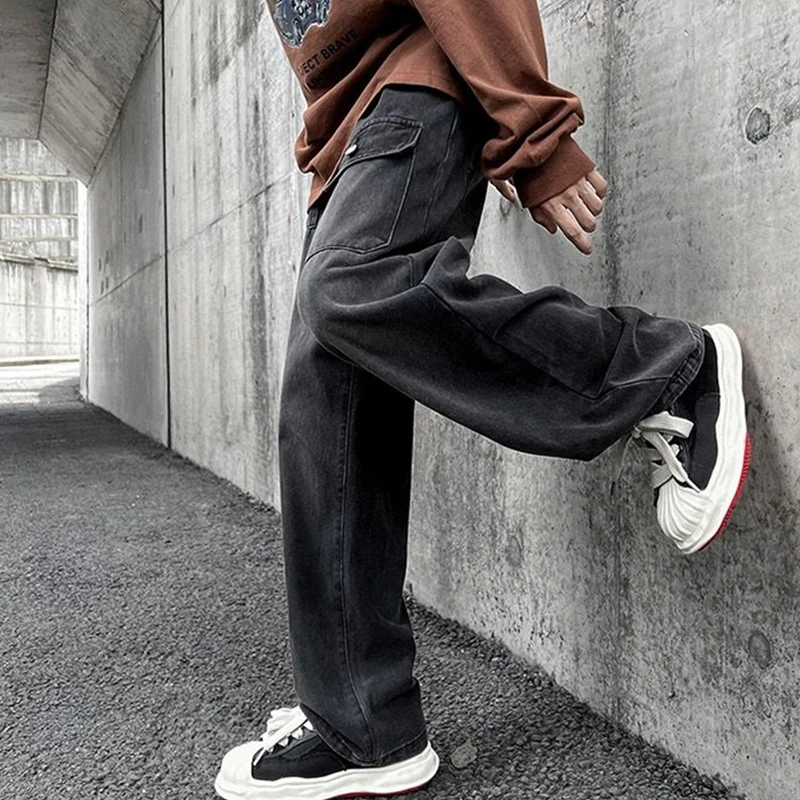 Streetwear Jeans For Men Y2k Straight Pants Fashion Men Clothing Blue Baggy Jeans Multi-pocket Cargo Pants 2023 Trend Trousers