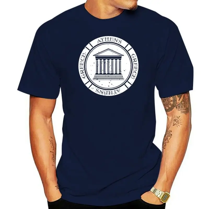 

Vintage Athens Greece Parthenon Pride Tourist Men 2022 Summer Cotton Tee Shirts Short Sleeve Tops Hip Hop Printing T-shirt
