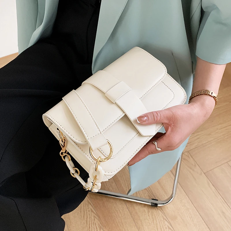 

Small PU Leather Flap Crossbody Bags for Women 2022 Lady Trending Fashion Branded Chain Shoulder Handbag Designer