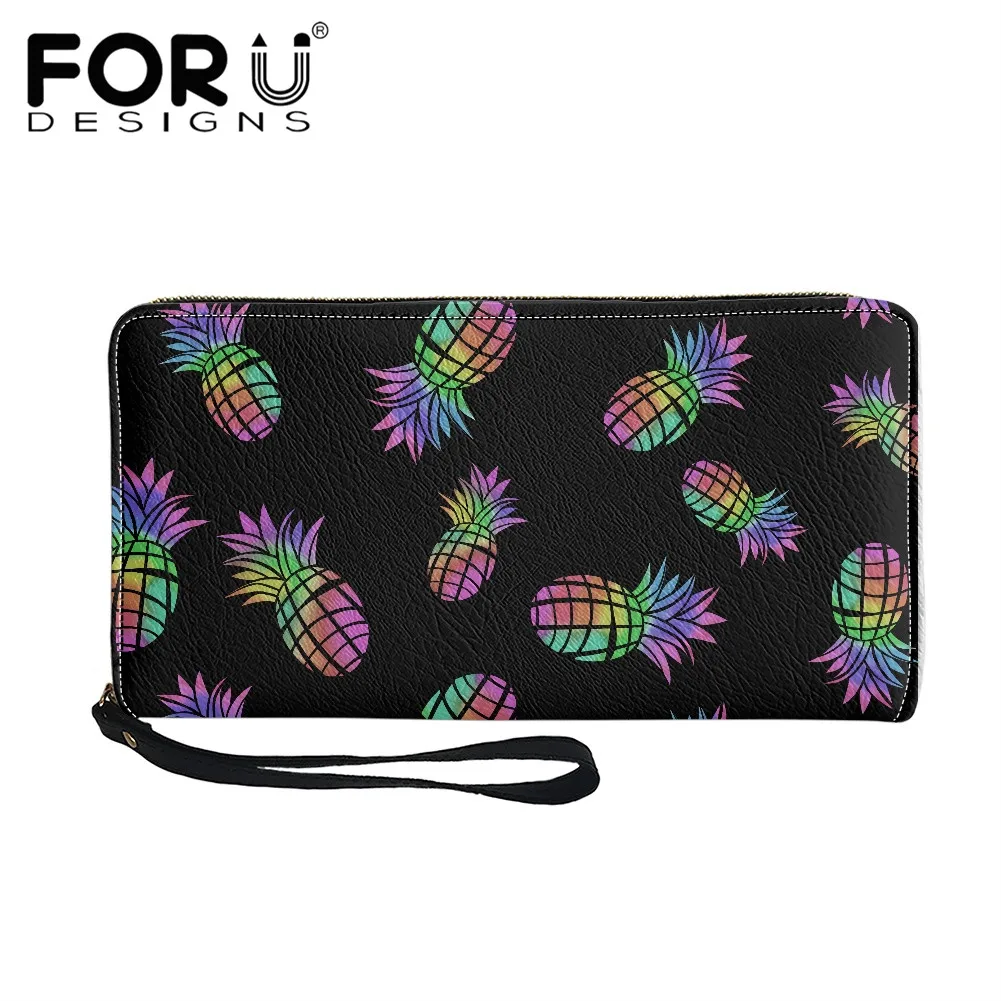 

FORUDESIGNS Leather Women's Casual Long Wallet Fruit Pineapple Pattern Lady Coin Money Purse Party Clutch Case Waterproof Purse