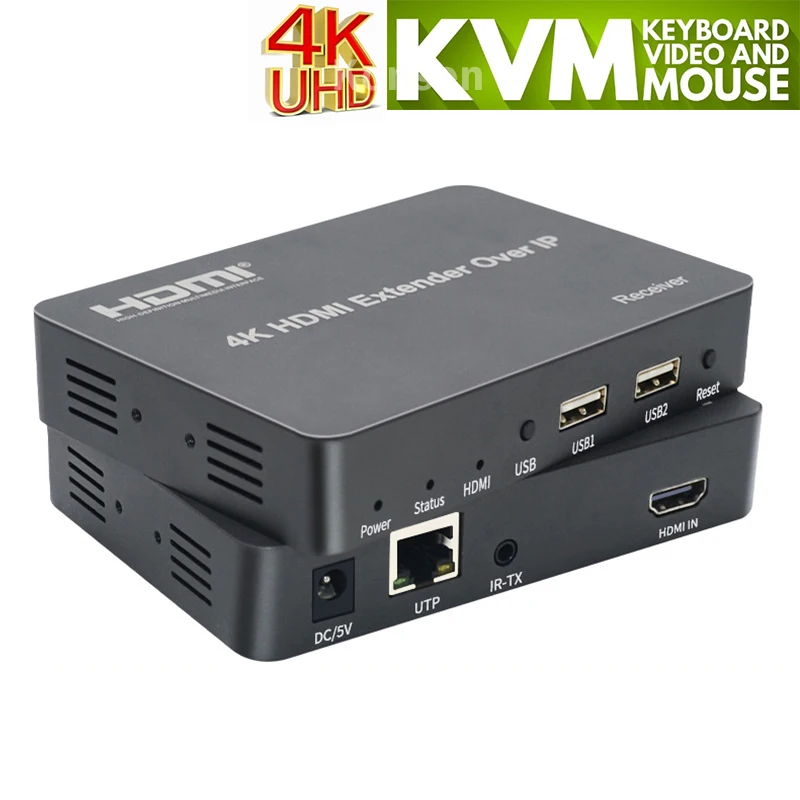 

4K 30Hz HDMI KVM Extender over IP by Cat5/Cat6 Ethernet to 150m HDMI USB Extender Support one TX to Many RX via Network Switch