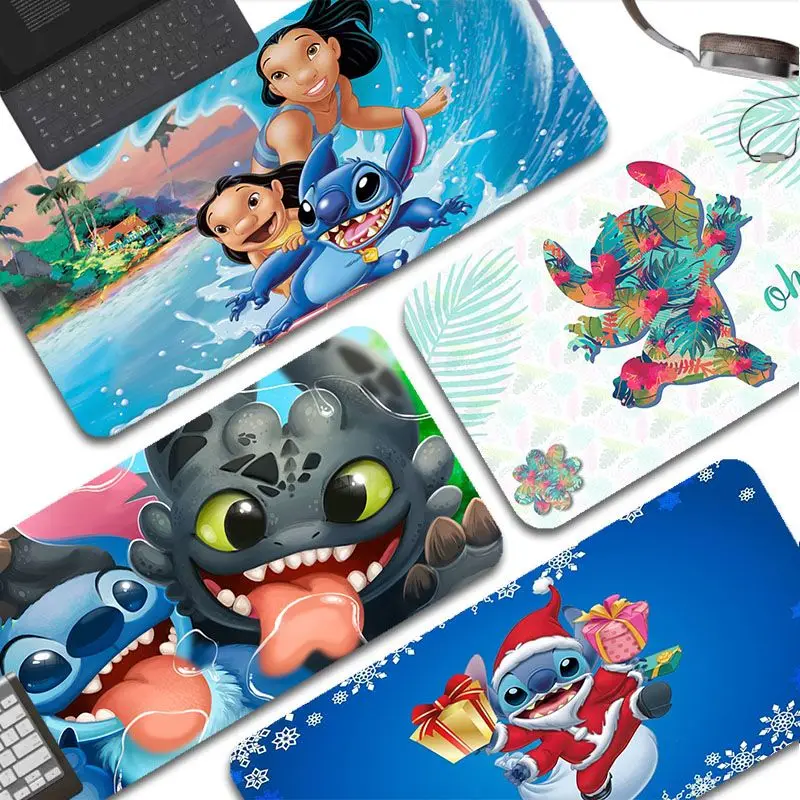 

Disney Kawaii Stitch 80x30cm XL Lockedge Keyboard Mat Table Mat Students Gamer Desktop Mousepad Gaming Office Desk Accessories