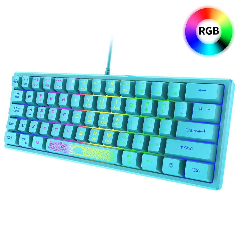 

K61 Mechanical keyboard 1.5M wired keyboard gaming accessories with rgb backlight 62 keys for Pc keyboard laptop accessories