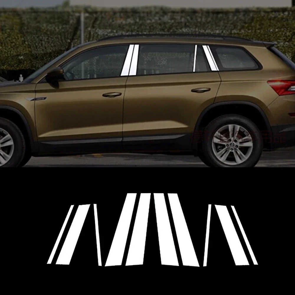 

For Skoda Kodiaq 2016-2020 Car Exterior Part Refit Chrome Window Pillar Strip Cover Trim Stainless Steel Center Pillars Sticker