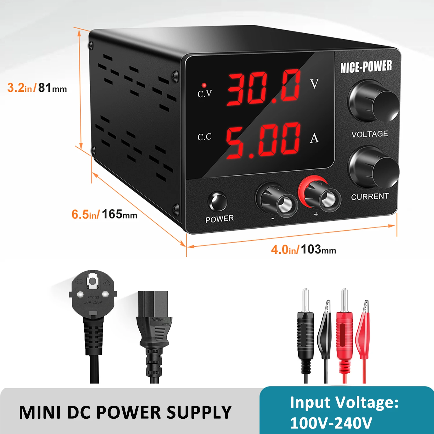 NICE-POWER Super Mini DC Laboratory Power Supply Variable Stablized Voltage Regulator Bench Source 30V 5A For Electronics Repair