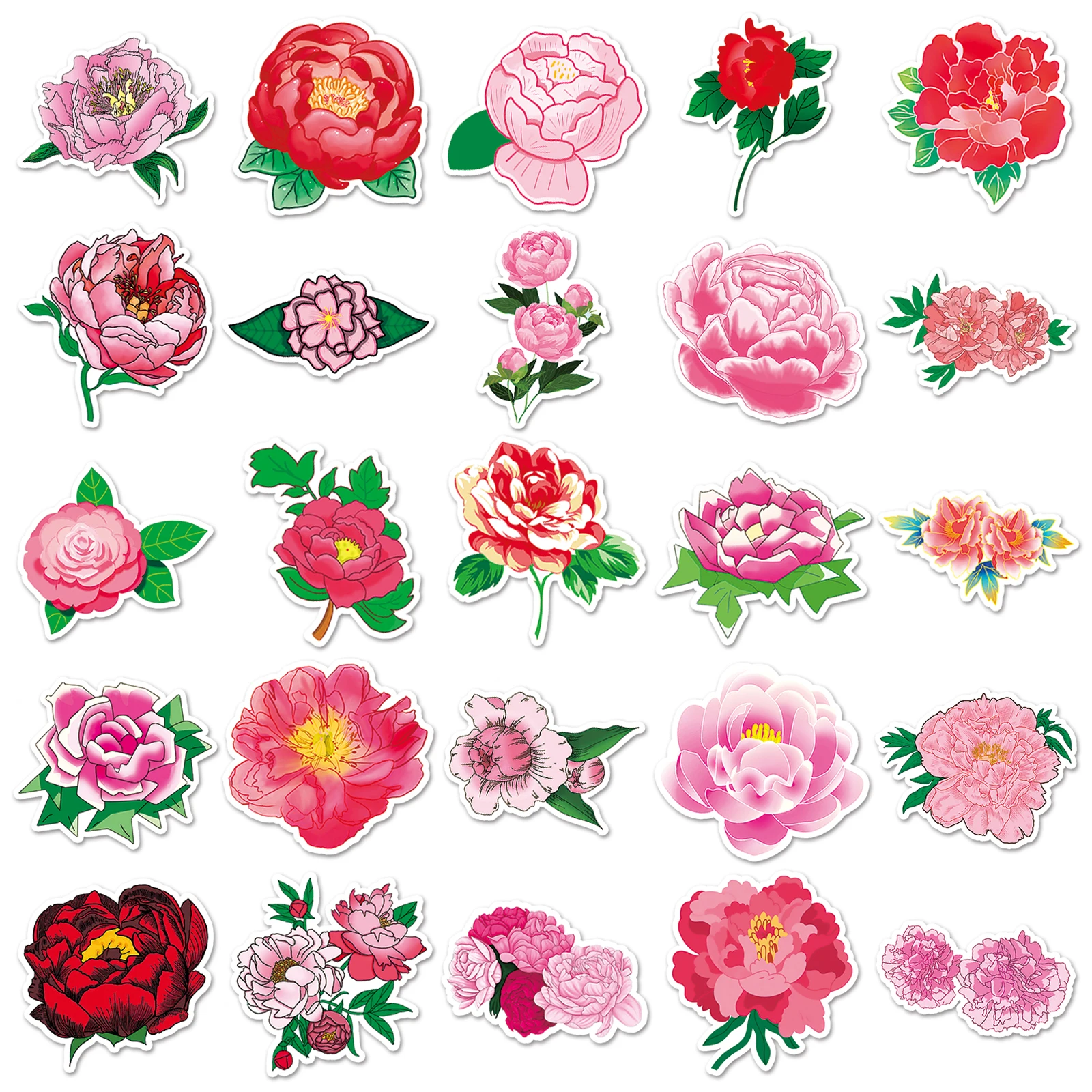 50 шт. водонепроницаемые наклейки на тему китайских пионов скейтборда гитары