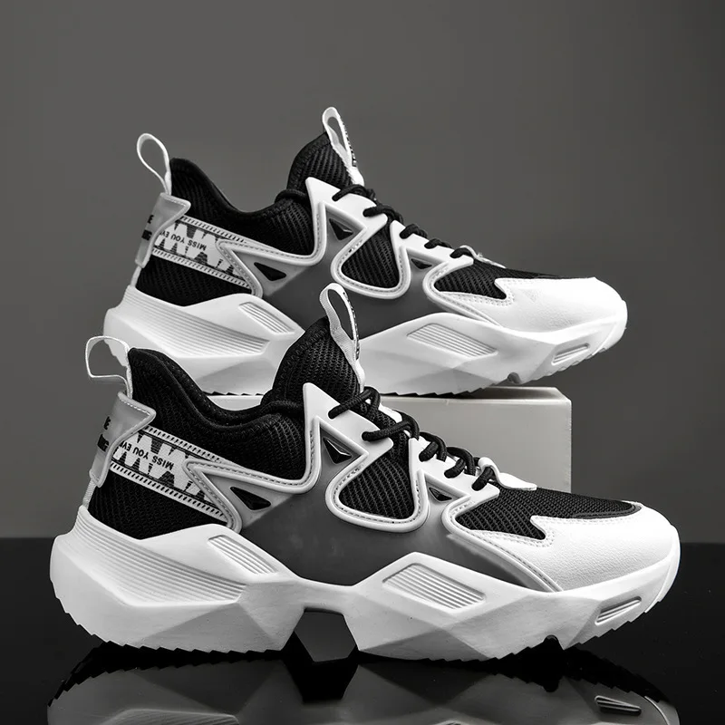 

Men Sneakers Lace-up Breathable Mesh Daddy Shoes Outdoor Casual Men Running Footwear Wearable Lightweight Platform Male Shoes