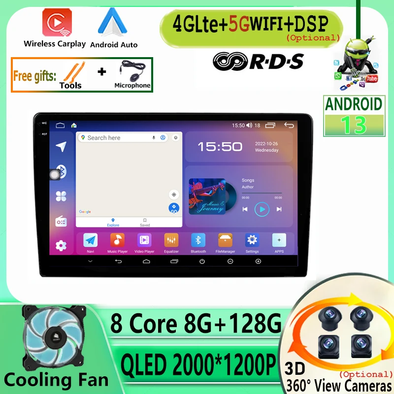 

Автомобильный мультимедийный видеоплеер, стерео-система на Android 13, с 9 "экраном, GPS, для Nissan, Hyundai, Kia, Toyota, Honda, типоразмер 2DIN