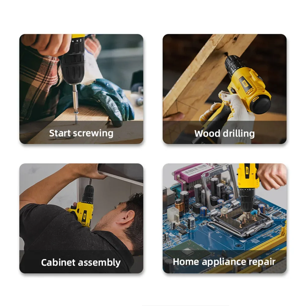 Deli 12V электродрель 22 нм Ударная беспроводная дрель Фотоотвертка Инструмент