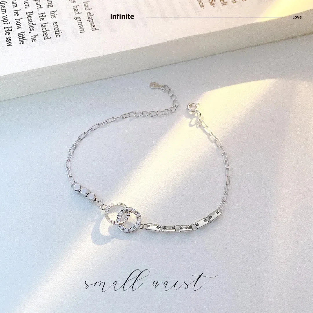 Популярный браслет из чистого серебра S925 женский простой универсальный