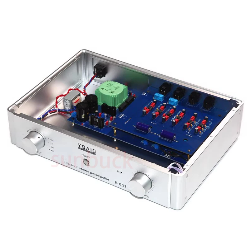Фото Предусилитель Sunbuck B601 с полной балансной схемотехникой, Hi-Fi, 60Вт+60Вт, 2.0 канала, на базе MB6010, с пультом ДУ, аудио-предусилитель №1