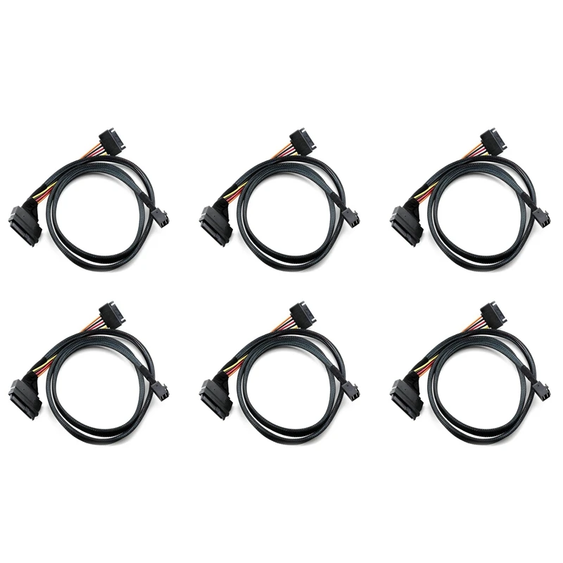 6X Встроенный кабель 12G Mini SAS HD к стандарту Великобритании 0 5 м с 15-контактным