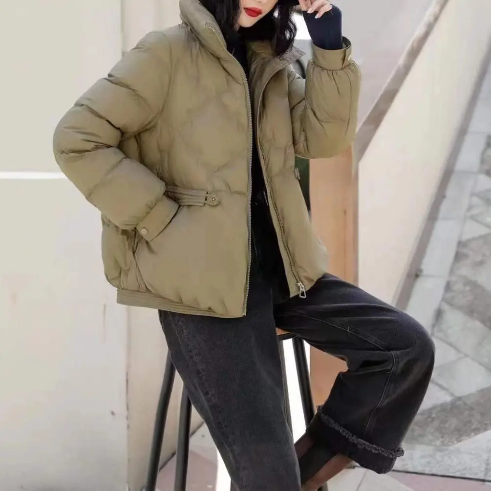 New Women Fashion Short Korean Down Jackets 2023 New Autumn Winter White Duck Down Female Warm Down Coats Zipper Pockets M17