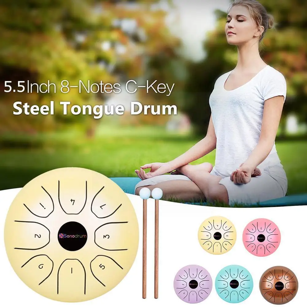 

5.5 Inch Worries Drum Ethereal Drum Steel Tongue Pocket Yoga Music Drum Meditation Instrument Percussion G1C3