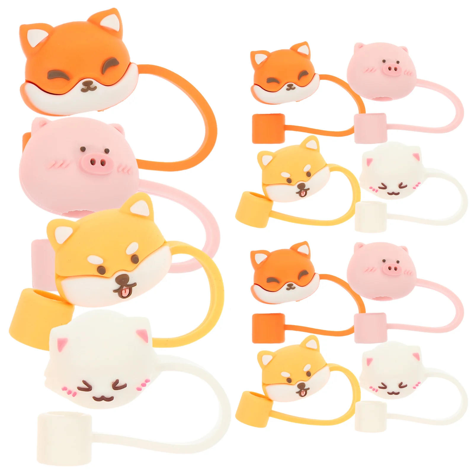 

Straw Tips Drinking Cover Cap Caps Plugs Covers Reusable Silicone Cartoon Plug Cute Protectors Anti Tip End Straws Protector