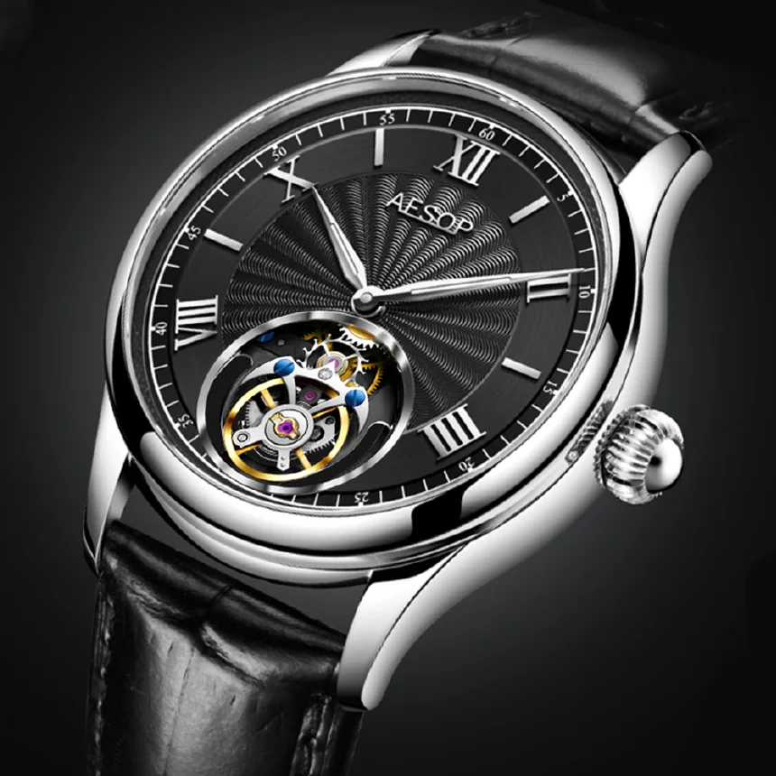 

AESOP Flying Tourbillon Movement Skeleton Watch for Men Luxury Man Mechanical Wristwatches Diamond Waterproof Clock