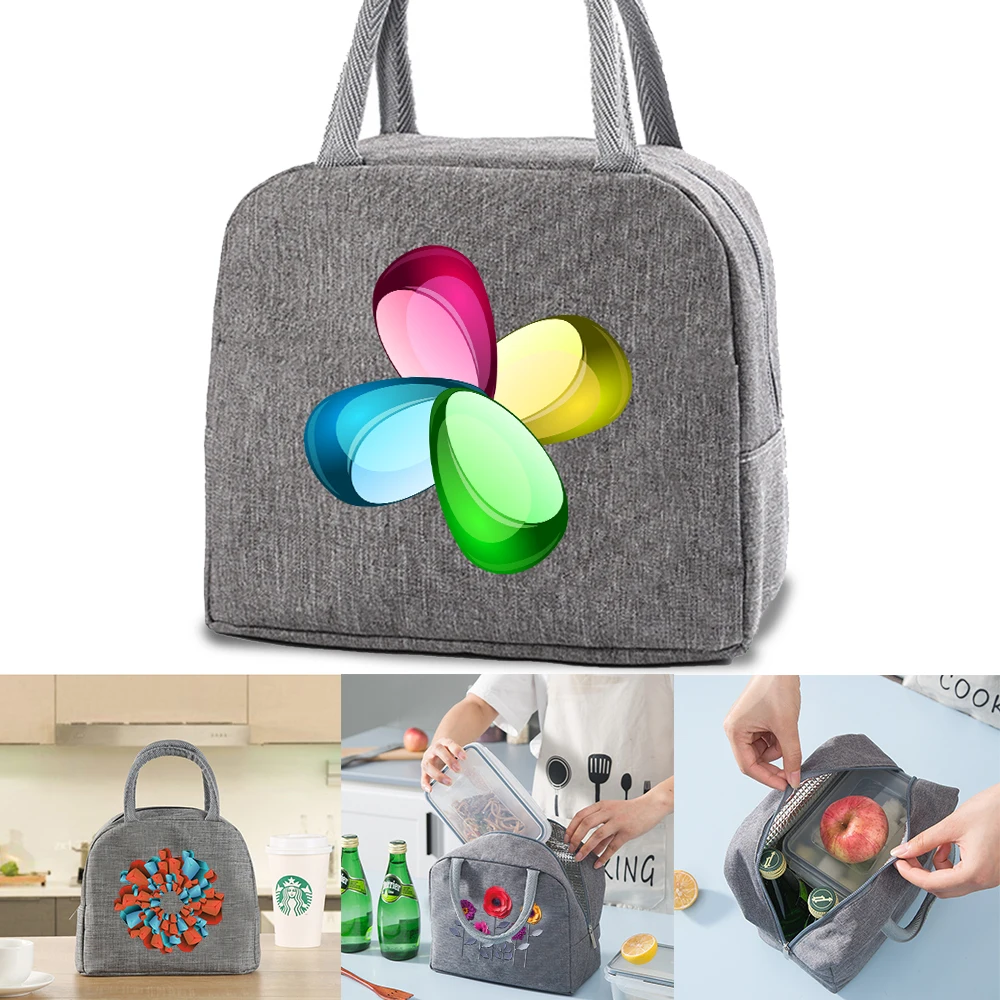 

Lunch Bag Women Lunch Cooler Handbag Kids Food Thermal Organizer 3D Pattern Picnic Zipper Portable Packet Insulated Canvas Bags