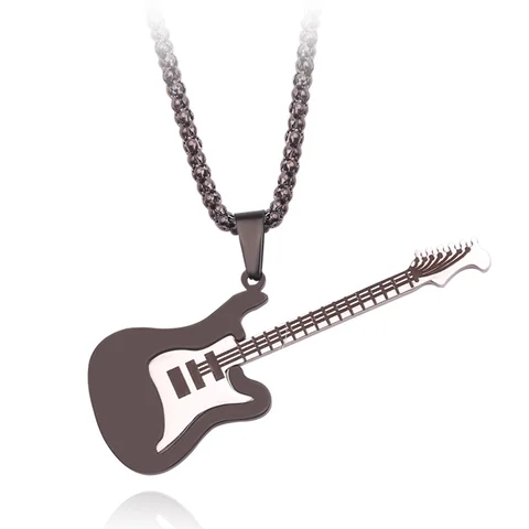 Модное металлическое ожерелье с имитацией гитары для мужчин, музыкальный инструмент в стиле хип-хоп, Женская цепочка до ключиц, ювелирное изделие в подарок