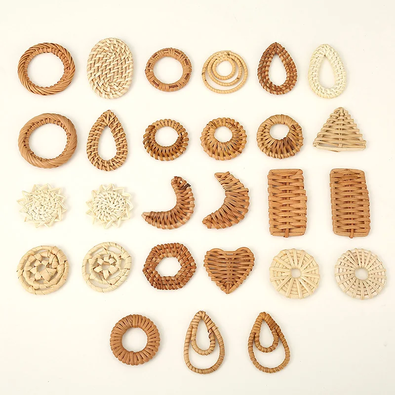 

Новинка, геометрические плетеные серьги ручной работы из ротанга в богемном стиле, аксессуары «сделай сам» для отпуска, искусственные ювелирные изделия, материал для подвесок, 10 шт.