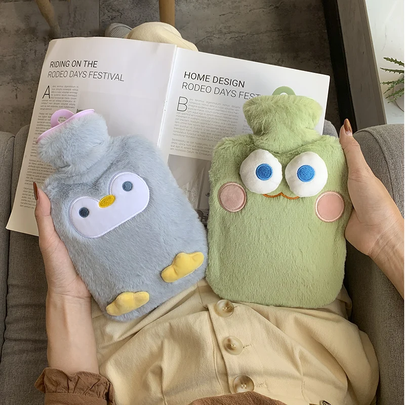

Cute Cartoon Plush Hot Water Bottle Water Injection Female Student Hot Compress Hand Warmer To Warm Belly with Warm Water Bag