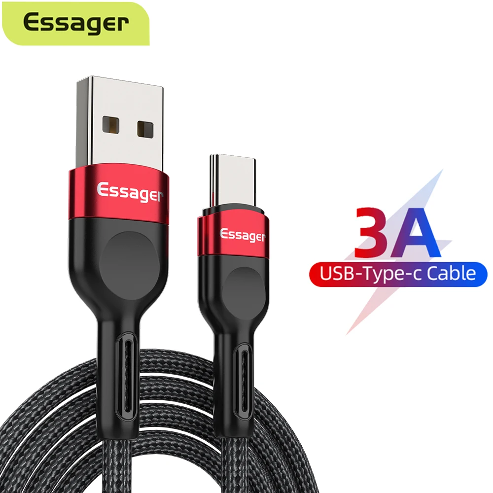 Кабель зарядный Essager 3 А USB Type-C для Xiaomi Mi 11/Redmi Note 10/9/Samsung/Huawei |