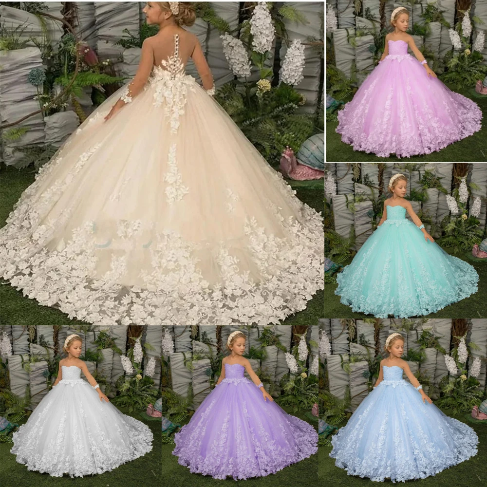 Милое детское платье с цветочным узором для девочек свадебные платья