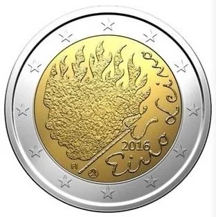 

Finnish Poet Aino Leno's 90 Th Anniversary 2016 2 Euro Bimetal Commemorative Coin UNC Original