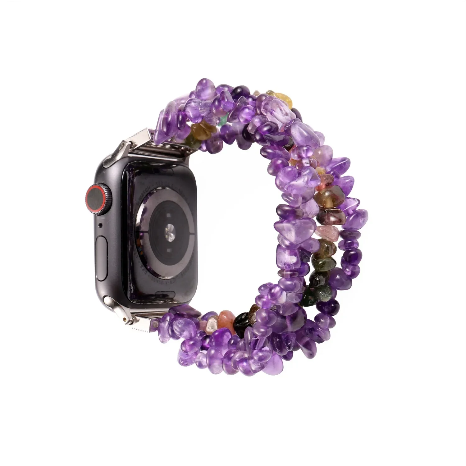 Фото Ремешок для часов из натурального агата для Apple Watch Браслет 40 42 44 45 46 мм Аметистовый браслет для iWatch Series 10 9 8 7 6 SE 5 4 Ремешок №4