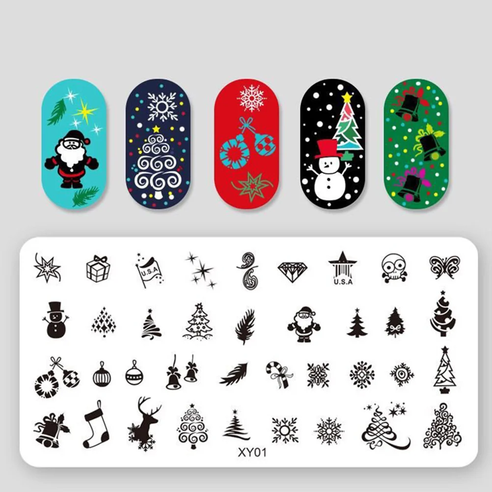 

5Pcs Nail Templates Nail Stencils Nail Pattern Template Christmas Nail Stickers Santa Manicure Templates