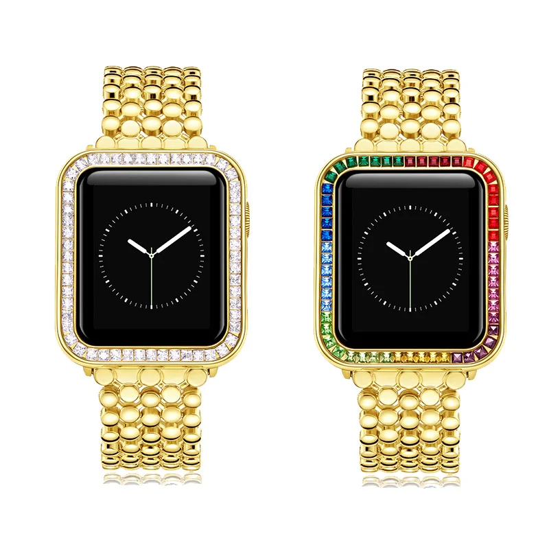 Case For Apple Watch 44mm 42mm 40mm 38mm Diamond Protection Cover 41mm 45mm Alloy Bumper Frame for iWatch Series 7 6 SE 5 4