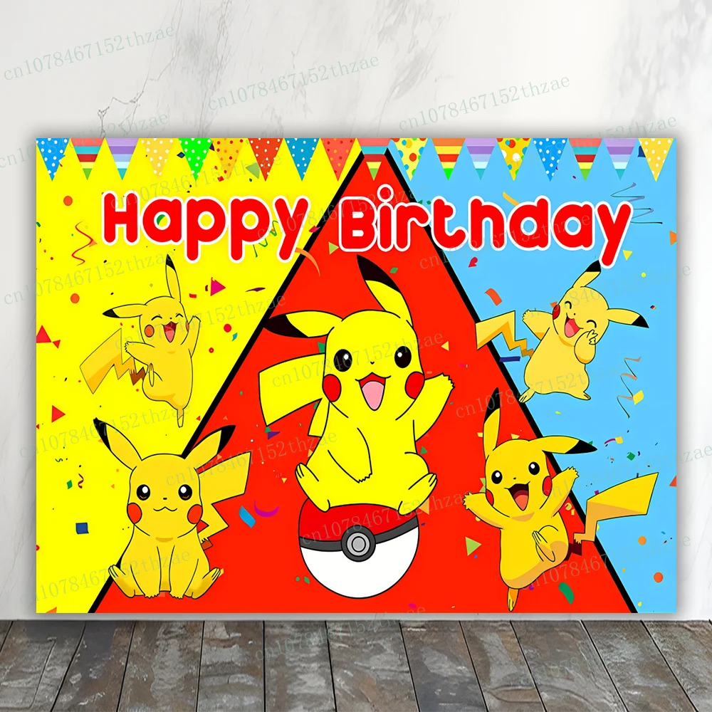 Pokemon Birthday Party Photo Background Baby Shower Photography Backdrop Cartoon Banner Decoration