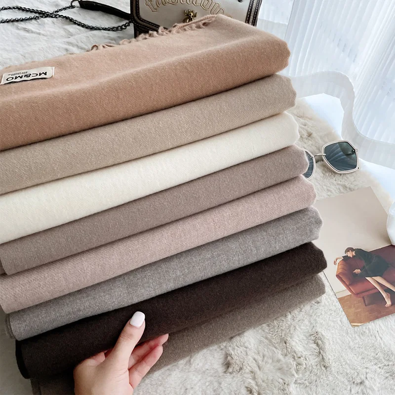 

Luxury Brand Winter Women Cashmere Scarf Thick Warm Lady Pashmina Shawl Wraps Solid Color Tassel Lady Blanket Echarpe Bufanda