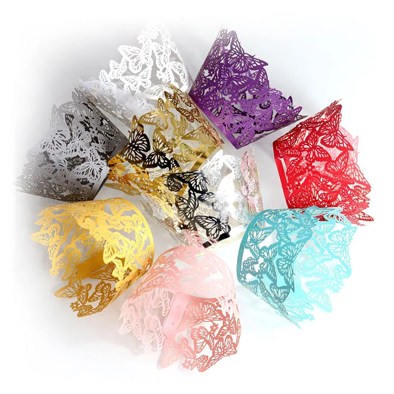 

50Pcs Paper Butterfly Cupcake Wrappers Wedding Birthday Party Cake Decoration Muffin Cupcake Decorating Cake Tray Holder