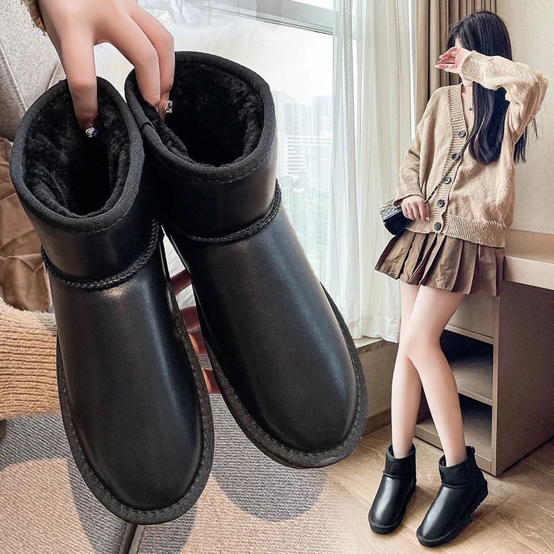2022 Fashion Waterproof Lady Winter Shoes Warm Plush Snow Bo