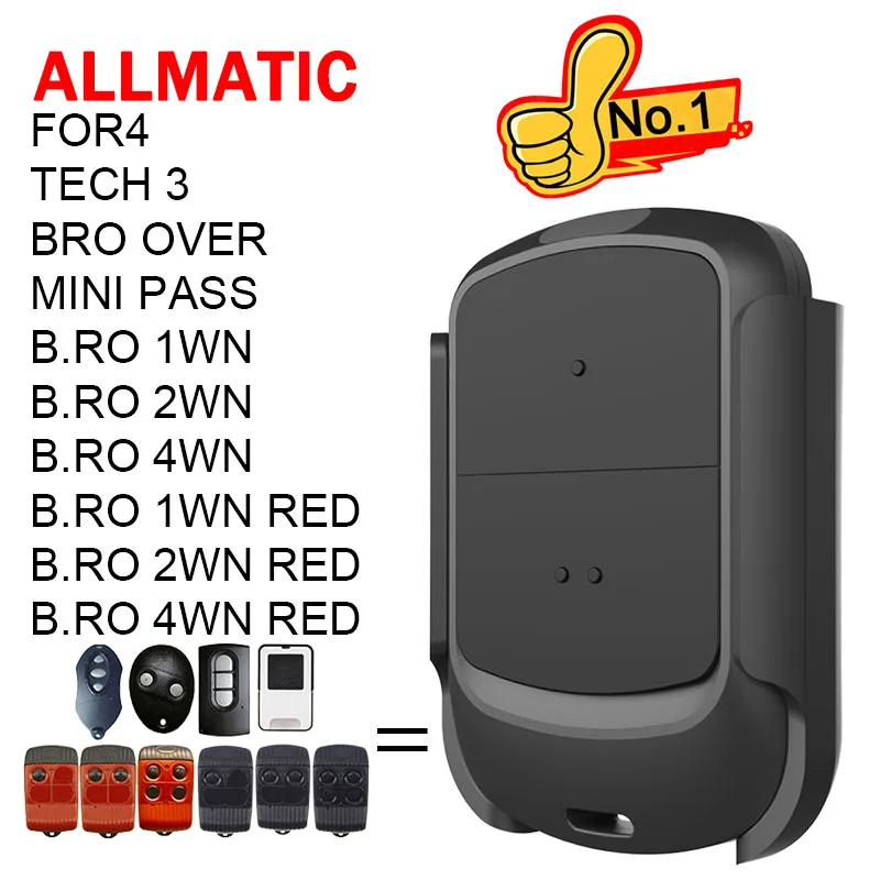 Фото ALLMATIC Дистанционное управление TECH3 BRO2WN BRO1WN BRO4WN FOR4 BRO OVER MINI PASS Устройство для открывания гаражных ворот Дистанционное управление 433,92МГц №1