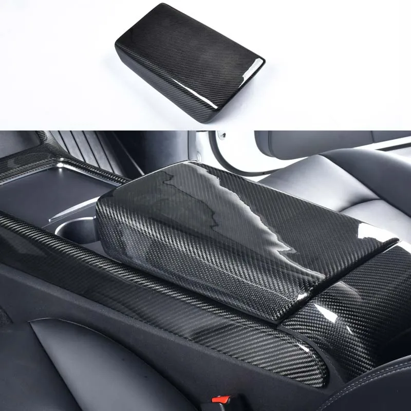 

For Tesla Model 3 Interior Modification Accessories Model3 Model Y 2017-2023 Central Control Real Carbon Fiber Armrest Box Cover