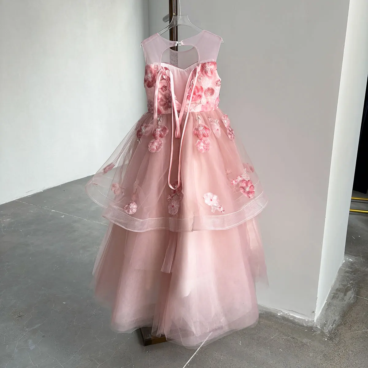 Dreamy Vow D189 Розовое элегантное платье с цветочным узором для девочек с 3D цветами Юбка трапециевидной формы принцессы для дня рождения, свадьбы, дня чести (art.: 3920d2bdcc606) - 3920d2bdcc606