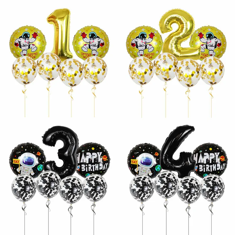 

7Pcs 18inch Astronaut Number Balloons Set Space Robot Globos Baby Shower Wedding Boys' Birthday Party Decorations Kids Toys Gift