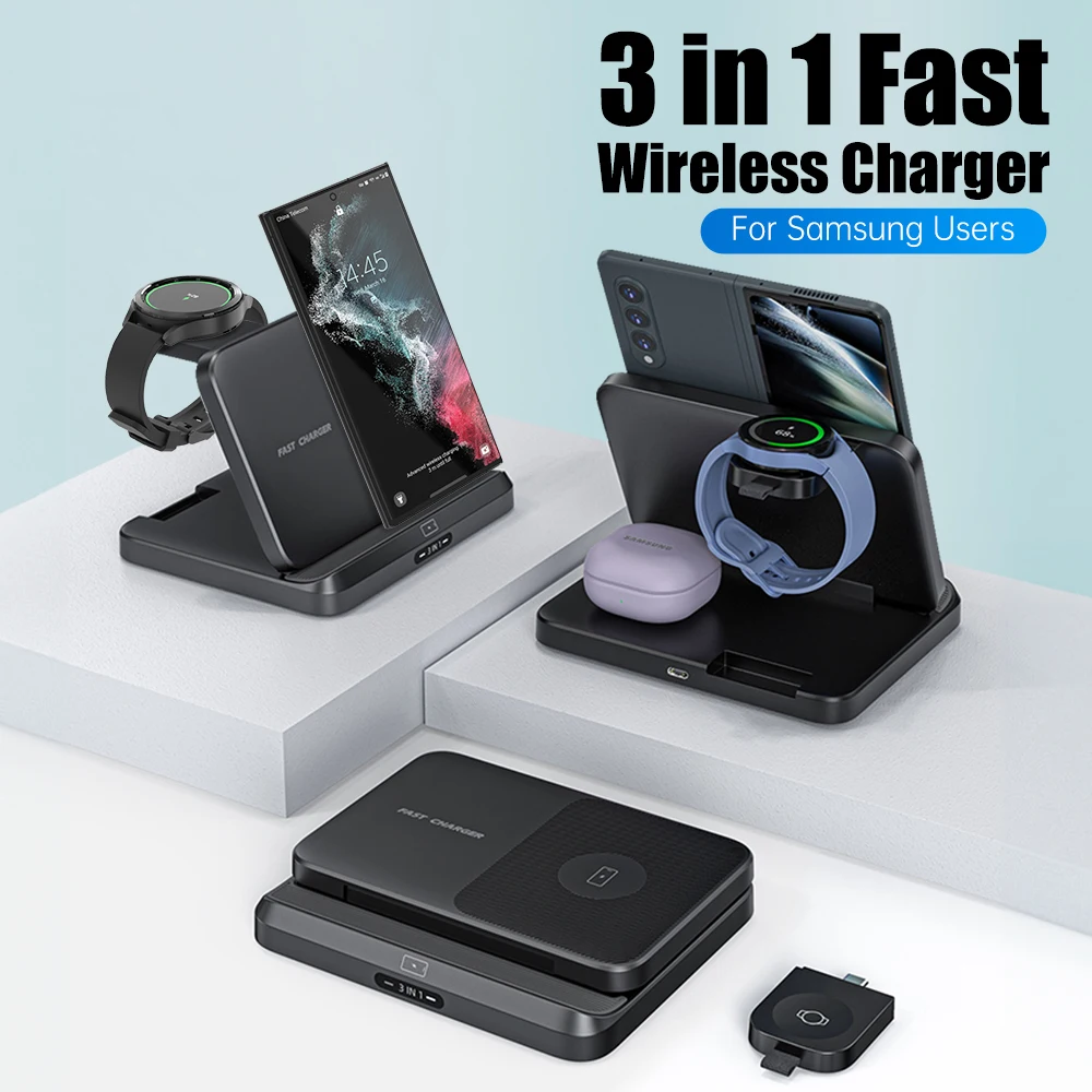 3 in 1 Wireless Charger Stand for Samsung Z Fold 3/S23 Ultra