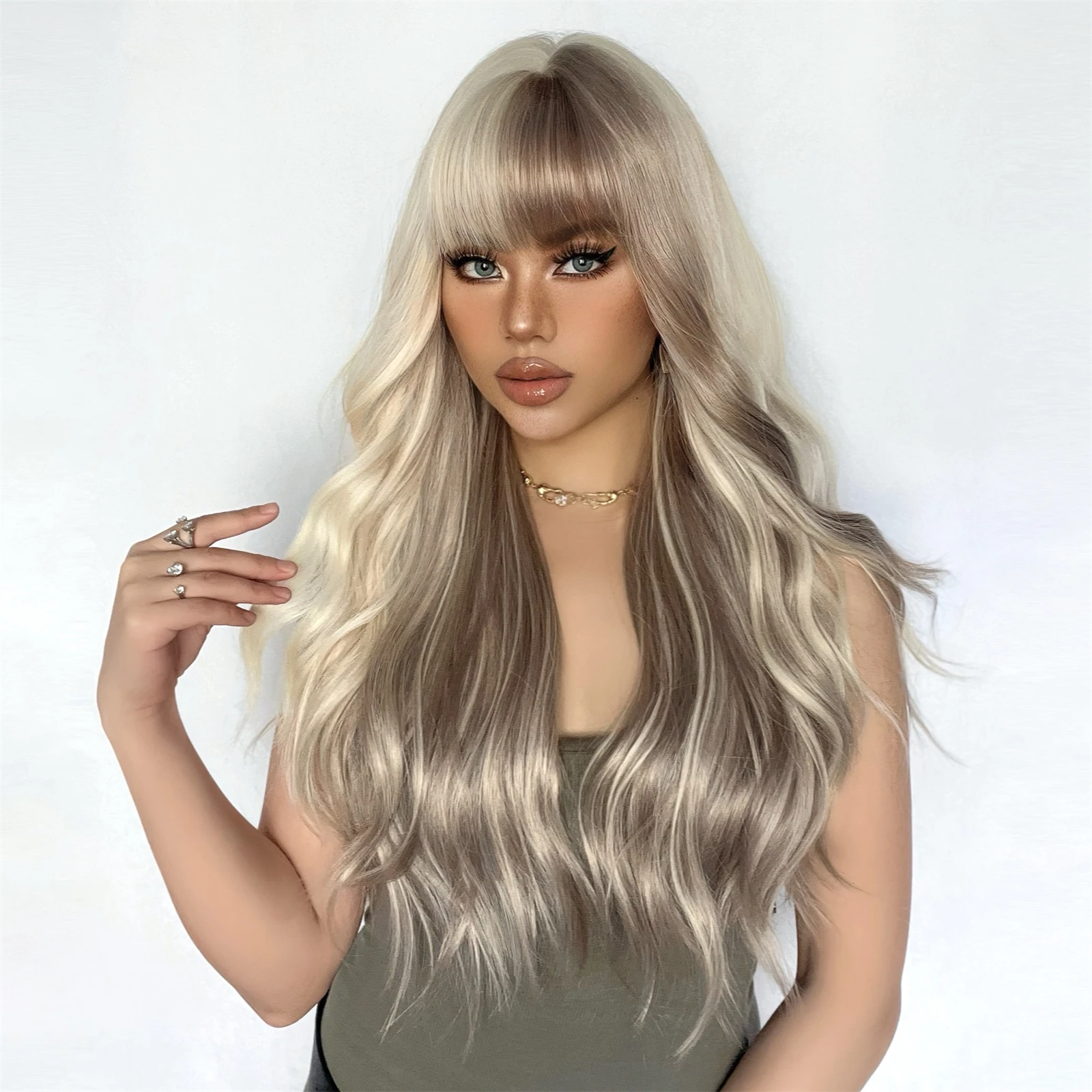 Длинные вьющиеся серые пепепельные светлые волнистые синтетические парики с