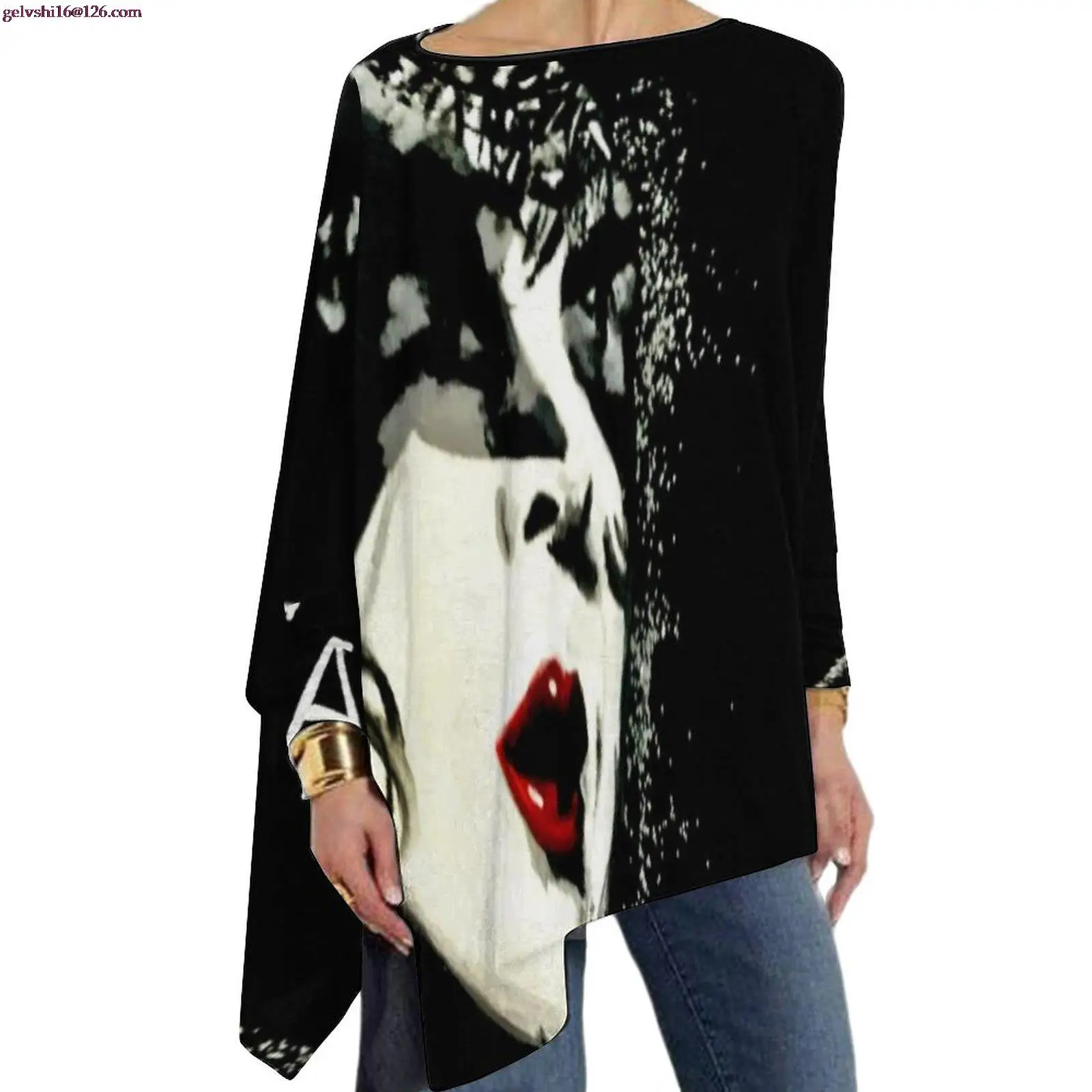 

Женский топ с длинным рукавом, асимметричная модная женская футболка Y2K, праздничная Женская одежда с 3D-принтом высокой четкости, осень 2023