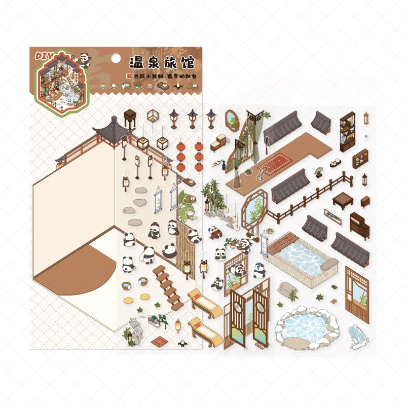 Милые наклейки Pandan Village Landscaping сделай сам 3D сложенный дом визуальные миниатюрные