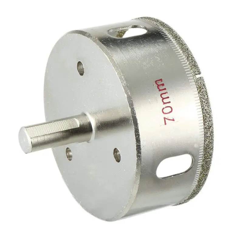 

Hot-70Mm Dia Diamond Particles Coating Tip Hole Saw Drill Bit For Glass