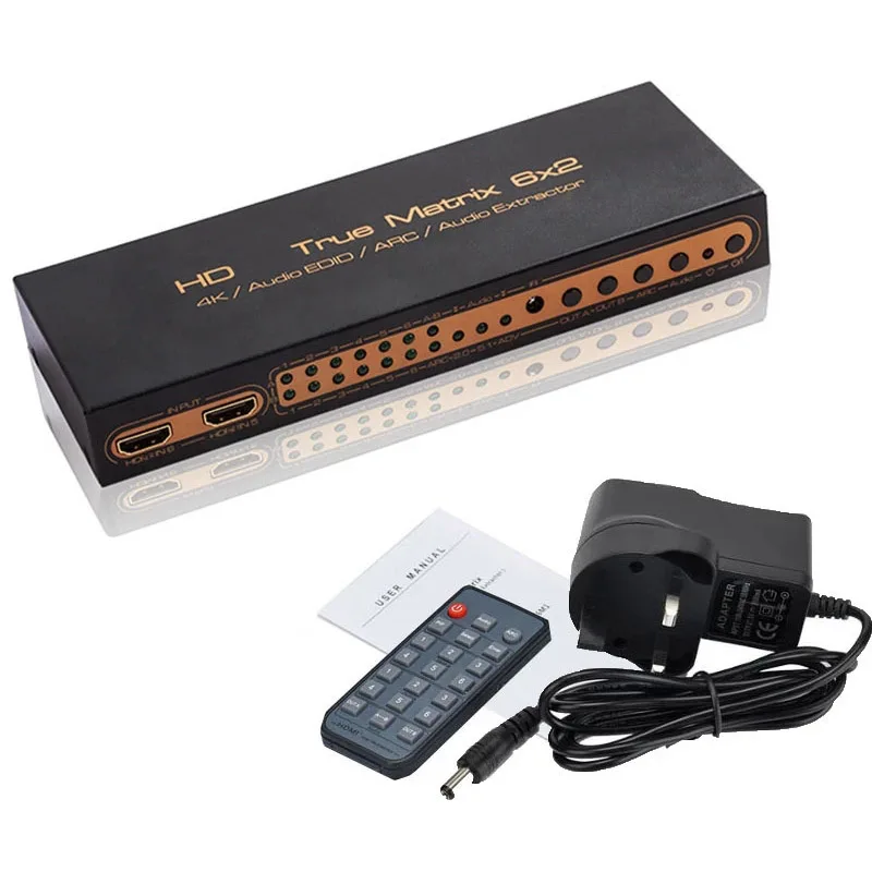 

4K 6X2 HDMI-совместимая матрица 1080p 60 Гц, разветвитель Martrix Box 6 в 2 Out PIP ARC 3D 3,5 мм, внешний звук, двойной дисплей для телевизора